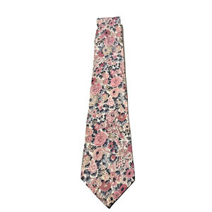 Vintage Liberty Of London Men’s Neck Tie Made USA Pink Blue 100% Cotton Easter